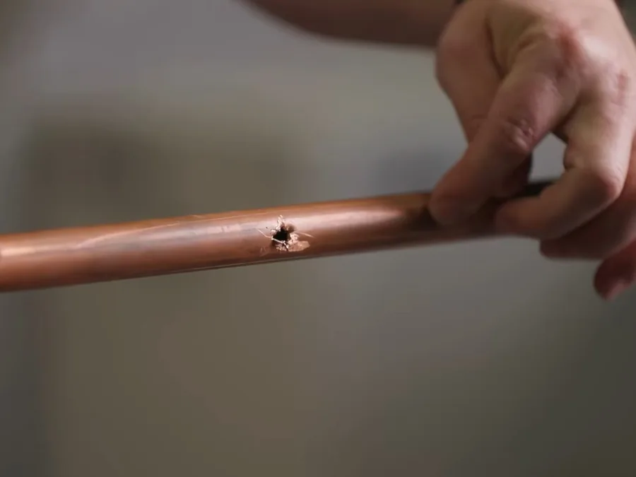 copper pipe repair area with a small leak point exposed shown as secondary detail for Burst Pipe Repair in Glendora, CA