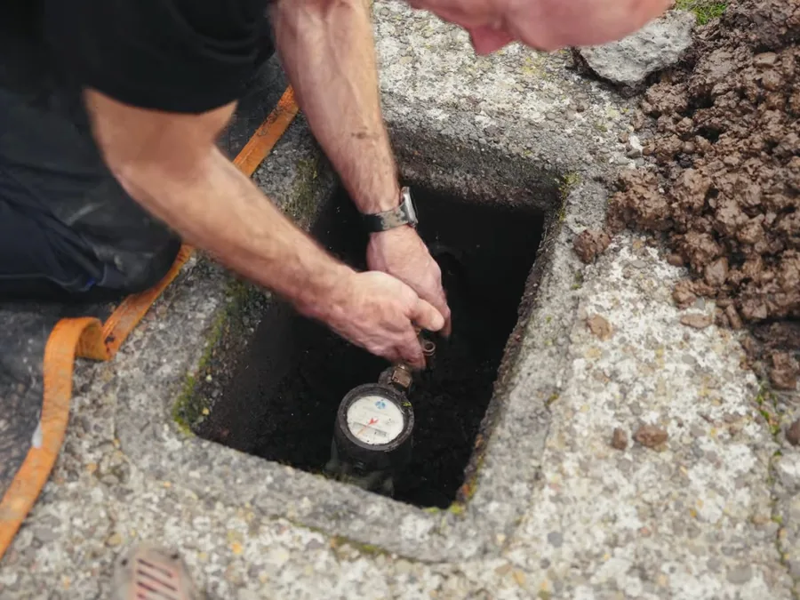 outdoor water service line and supply connection being repaired shown as secondary detail for Plumber in Charter Oak, CA