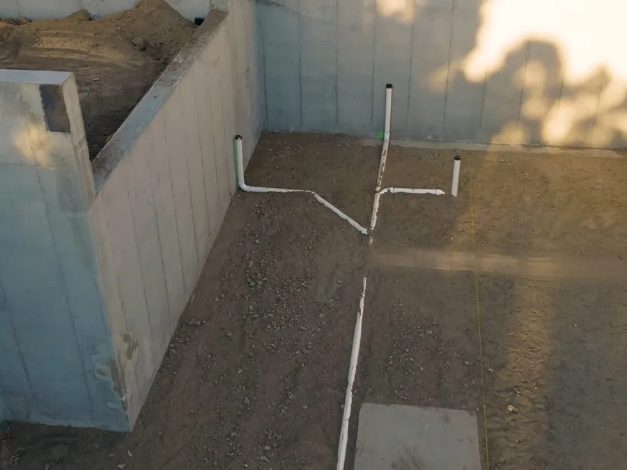 concrete slab opening and marked pipe route during leak repair shown as secondary detail for Plumber in East Glendora, CA