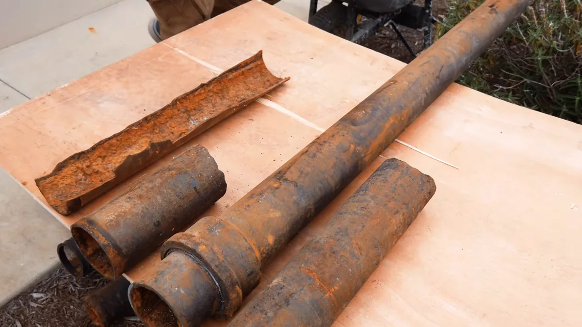 rusted cast iron pipe section with heavy interior buildup shown as hero overview for Plumber in Glendora Village, CA