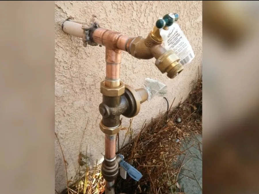outdoor water connection with hose bib or irrigation piping shown as secondary detail for Hose Bib & Outdoor Faucet Repair in Glendora, CA