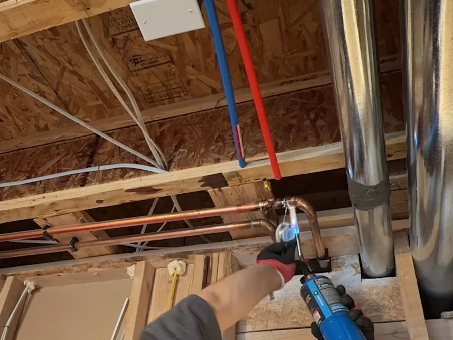 new supply and drain piping routed through open wall or utility space shown as secondary detail for Plumber in La Verne, CA