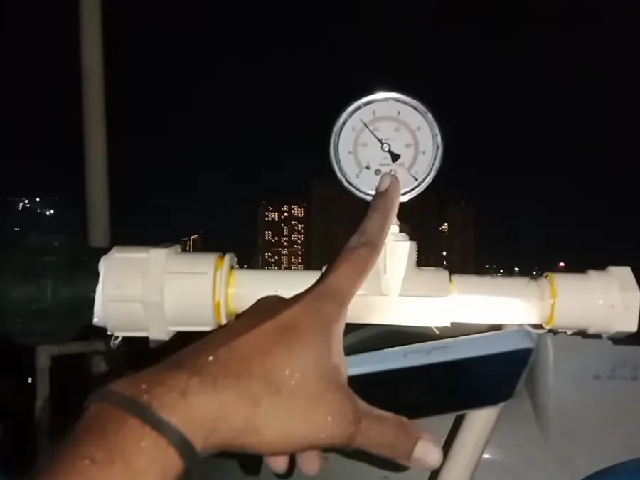 pressure gauge mounted on plumbing equipment during a pressure check shown as main detail for Water Pressure in Glendora's Hillside Neighborhoods: When You Need a Pressure-Reducing Valve