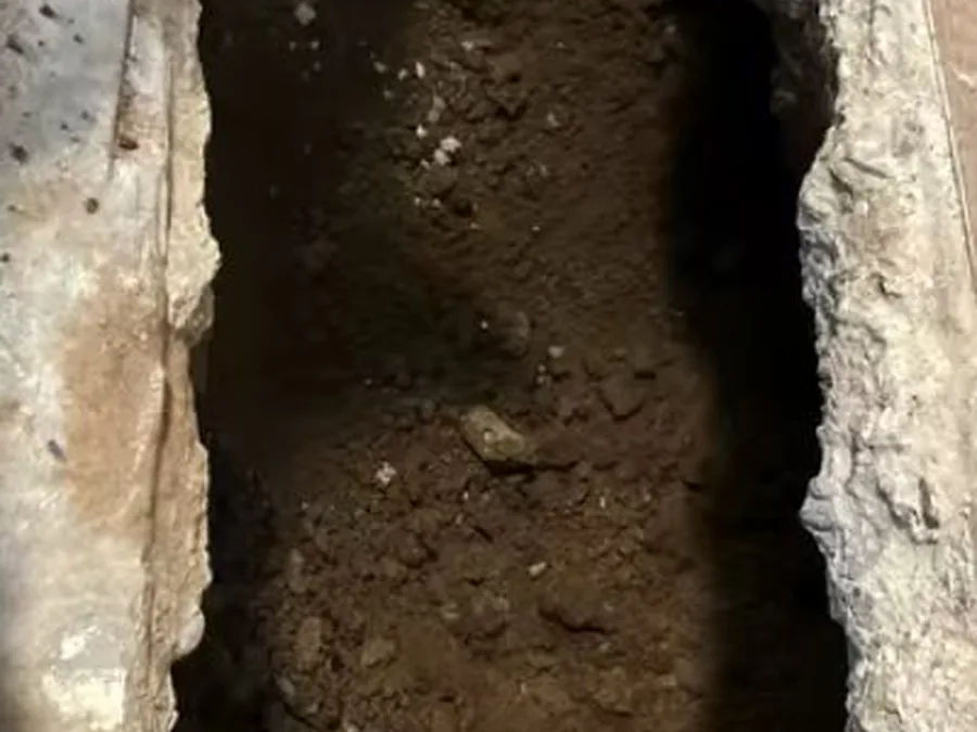 concrete slab opening and marked pipe route during leak repair shown as secondary detail for Slab Leaks in North Glendora and Foothill Homes: How Alluvial Soil Movement Causes Them