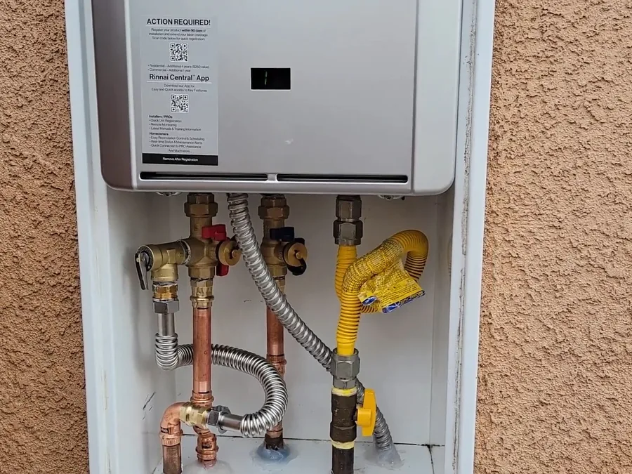 tankless water heater piping and service valves during maintenance shown as secondary detail for Tankless Water Heaters in Glendora