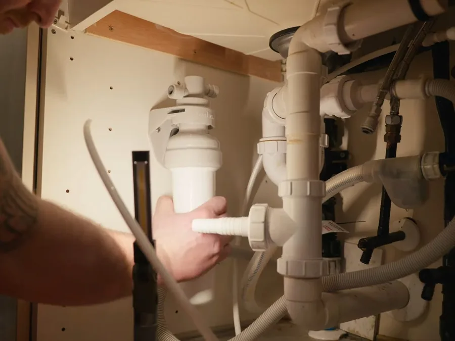 under-sink filtration system with tubing and filter housings shown as secondary detail for Water Filtration Installation in Glendora, CA