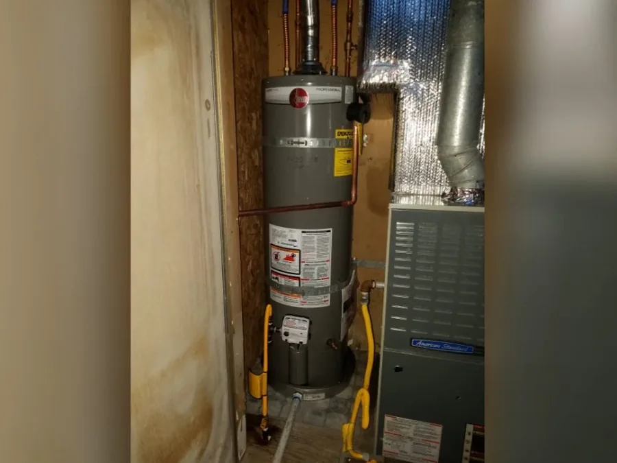 tank water heater piping and service components being inspected shown as secondary detail for Why Your Glendora Water Heater Fails Early